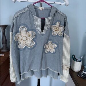 POL Blue and White Striped Shirt